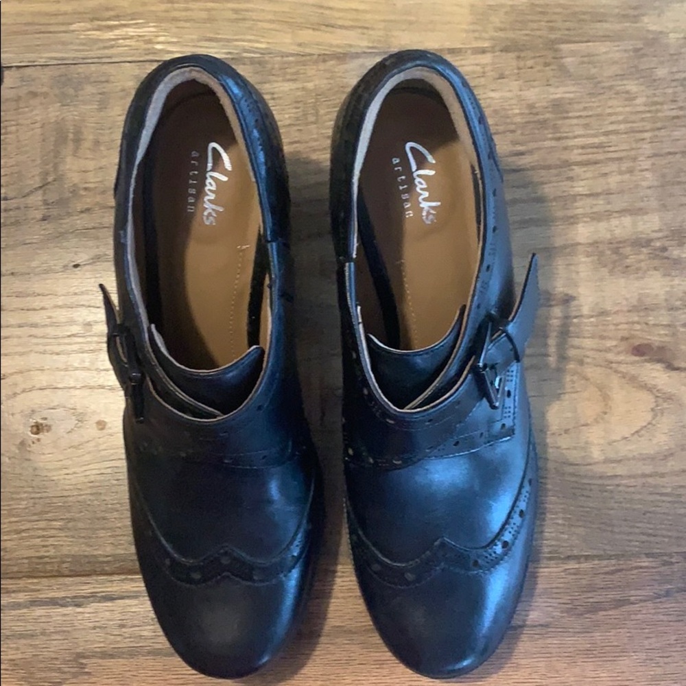 Clark’s Artisan black ankle boots.